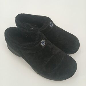 Merrell Primo Chill Womens 9 Black Suede Faux Fur Lined Clog Mules J63260